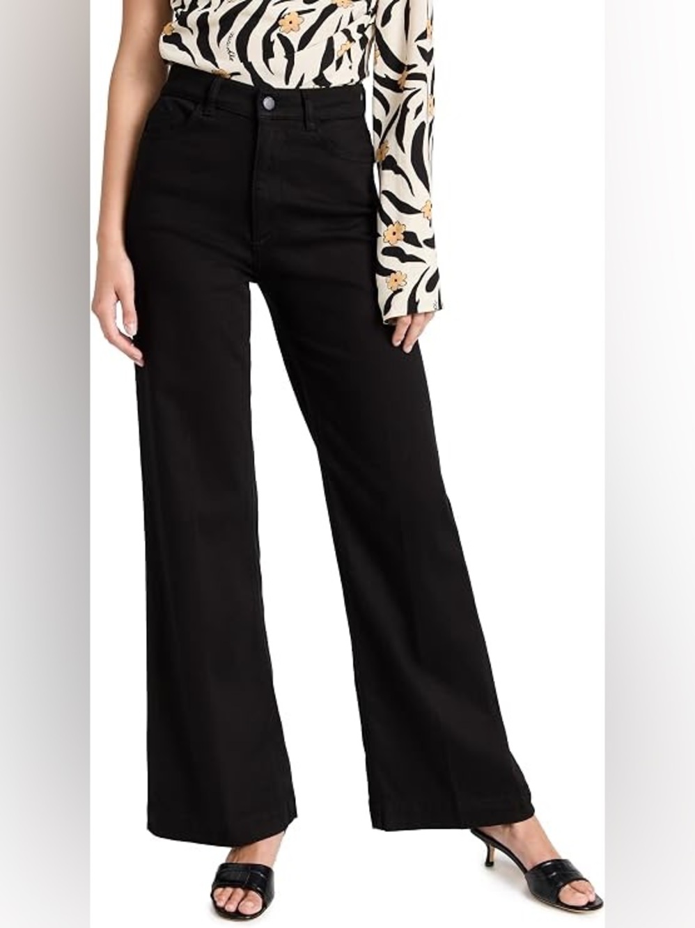 DL1961 Hepburn Black High-Rise Wide-Leg Jeans